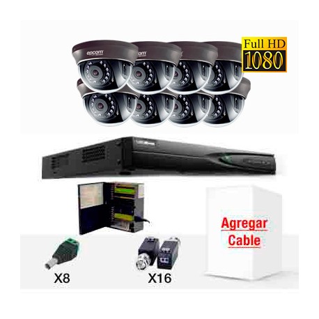 KIT EPCOM 8 CAMARAS  TURBO HD(TVI) 8 Bullets