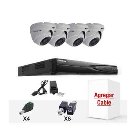 KIT EPCOM 4 CAMARAS ANTIVANDALICOS TURBOHD(TVI) 