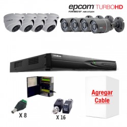 KIT EPCOM 8 CAMARAS TURBOHD MIXTO